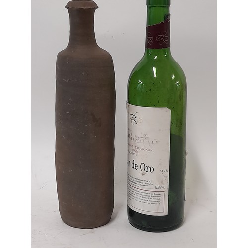 60 - Antique Stoneware Continental  Long Bottle, 30cm high