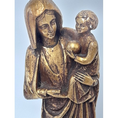 67 - Vintage Continental Gilt Colour Chalk ware Madonna and Child, 36cm high