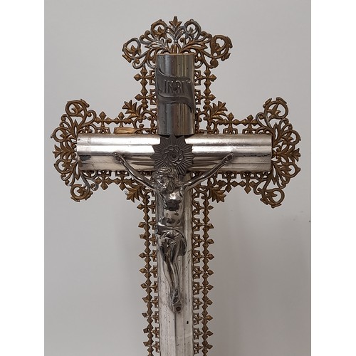 68 - Wood, Metal and Plaster Crucifix, 41cm high x 16cm wide