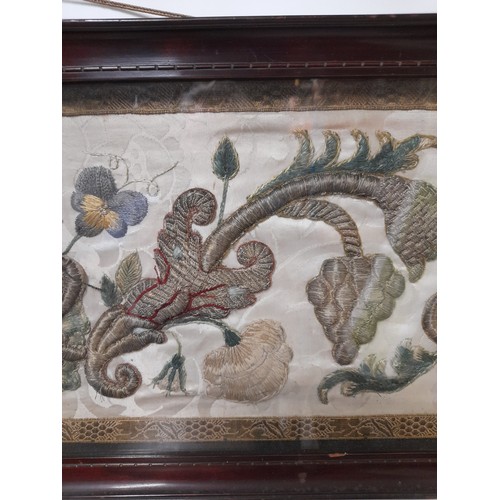 17th Century Stump work Embroidery on silk with silk work Border in 3 ...