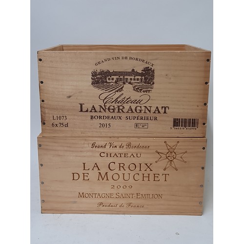 85 - 2 x Crates with adverting to one side, Chateau Langragnat & Chateau La Croix De Mouchet, 33cm x 26cm... 