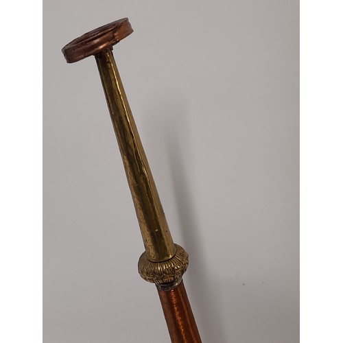 90 - Copper and Brass hand tooled Temple Horn, 49cm long