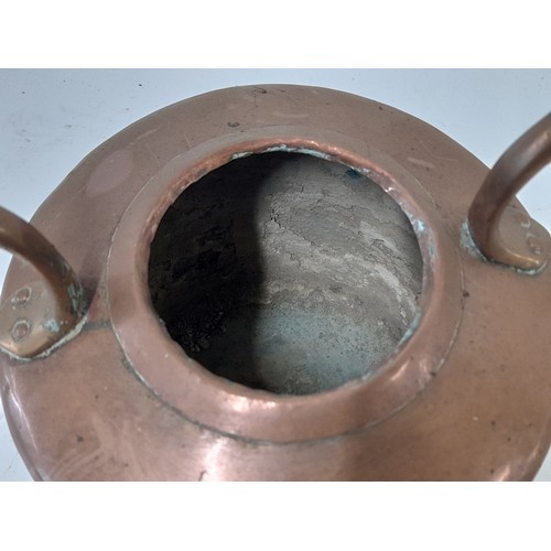 96 - Copper Kettle with Brass Handle and Finial, 28cm high x 29cm wide