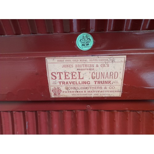 105 - Steel Trunk by Jones Brothers 'Cunard ' Model, 69cm wide x 47cm deep x 50cm high