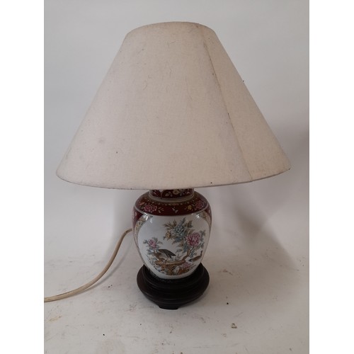 106 - Oriental style table lamp and Shade, 35cm high