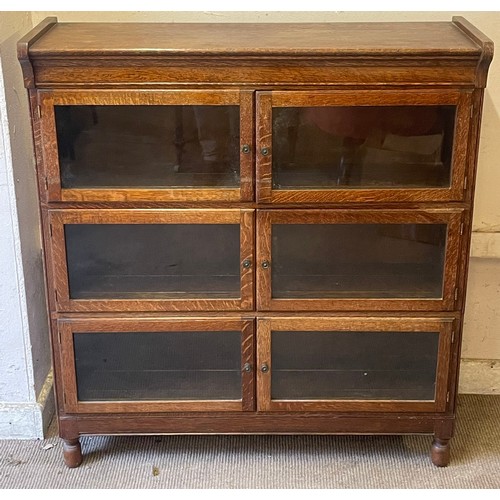 12 - Vintage Fixed Three Tier Glazed Bookcase. 89 x 27 x 100 cms