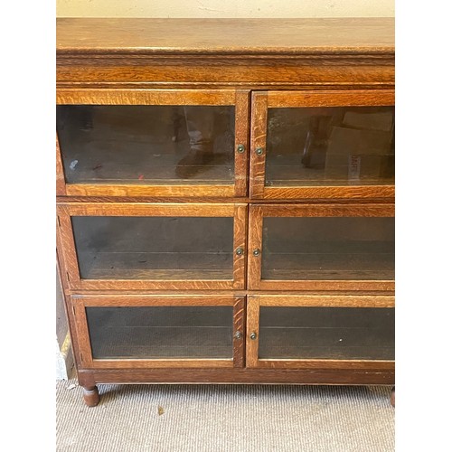 12 - Vintage Fixed Three Tier Glazed Bookcase. 89 x 27 x 100 cms