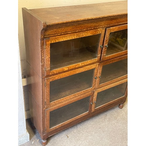 12 - Vintage Fixed Three Tier Glazed Bookcase. 89 x 27 x 100 cms