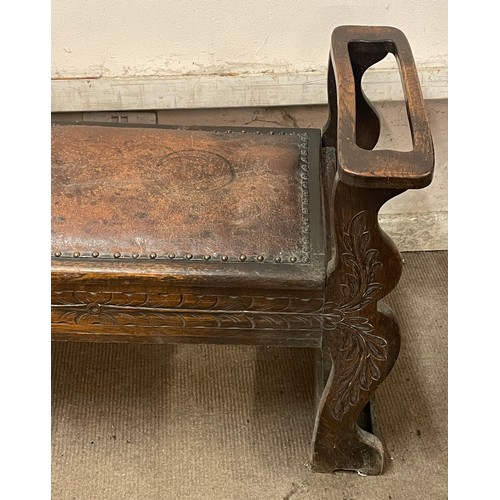 44 - Antique Hall Seat With Stick Stands. 94 x 47 x 63 cms