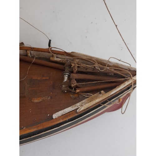 110 - Scratch Built Sailing Boat in Need of attention, 50cm long x 58cm high