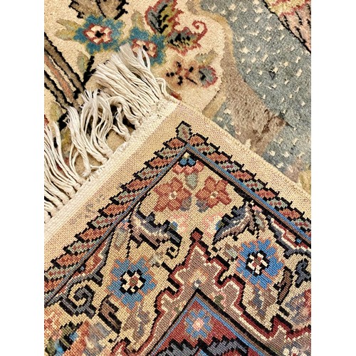 73 - Chinese Handmade Silk Ground Rug With Peacock Design and Signature Mark 175cm x 101cm