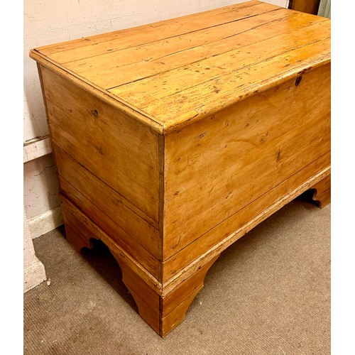 53 - Antique Pine Chest Raised On Plinth. 64 x 114 x 84 cms