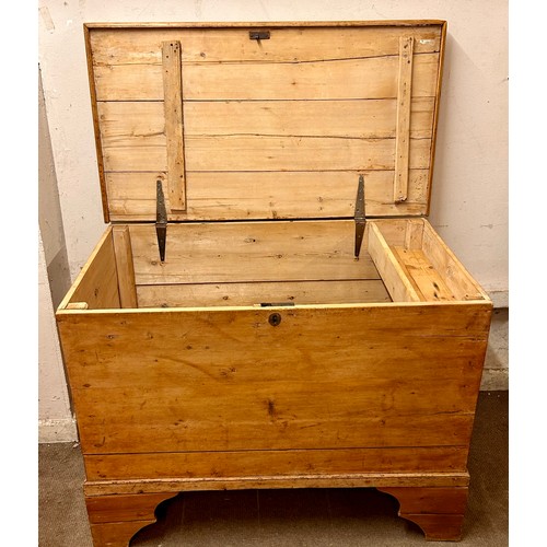 53 - Antique Pine Chest Raised On Plinth. 64 x 114 x 84 cms