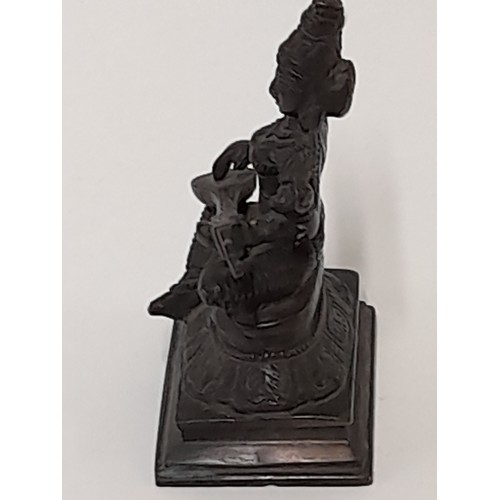 37 - Bronze Hindu Deity SARASWATI, 11.5cm high x 8cm wide