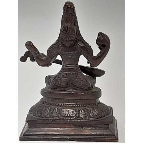 37 - Bronze Hindu Deity SARASWATI, 11.5cm high x 8cm wide