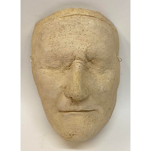 443 - Antique  Signed Plaster Death Mask 21.5cm x 14cm x 10.5cm