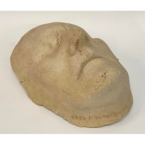 443 - Antique  Signed Plaster Death Mask 21.5cm x 14cm x 10.5cm