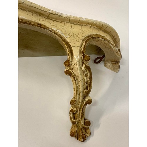 444 - Two Vintage Italian Style Carved and Decorated Console Shelves. Largest 34.5cm x 15cm x 11cm