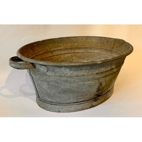 501 - Two Large Aluminium Buckets. largest 58cm x 39cm x 22cm.  (2)