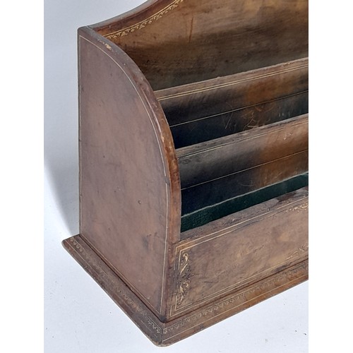 129 - Treen Letter Rack With Decorative Inlay, 29cm x 13cm x 22cm