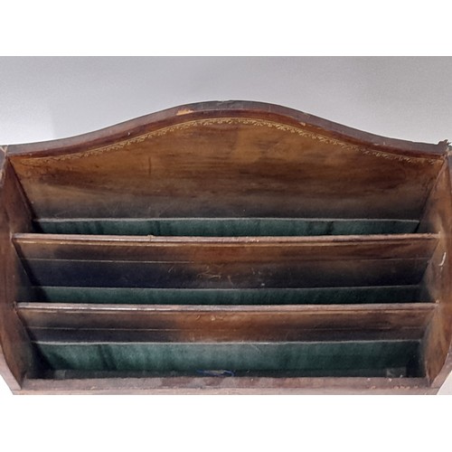 129 - Treen Letter Rack With Decorative Inlay, 29cm x 13cm x 22cm