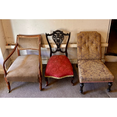 67 - Three Antique Nursing Chairs, Largest 55cm x 55cm 69cm.  (3)