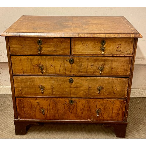 24A - Georgian Walnut Veneer Chest Of Drawers With Two Over Three Graduated Drawers. 96 x 56 x 92 cms