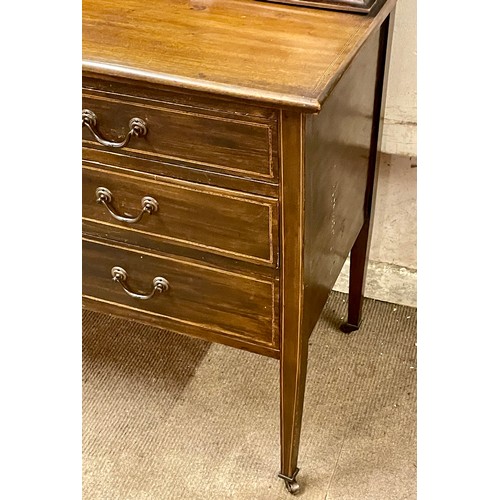 8A - Edwardian Inlaid Dressing Table With Oval Mirror. 107 x 49 x 153 cms