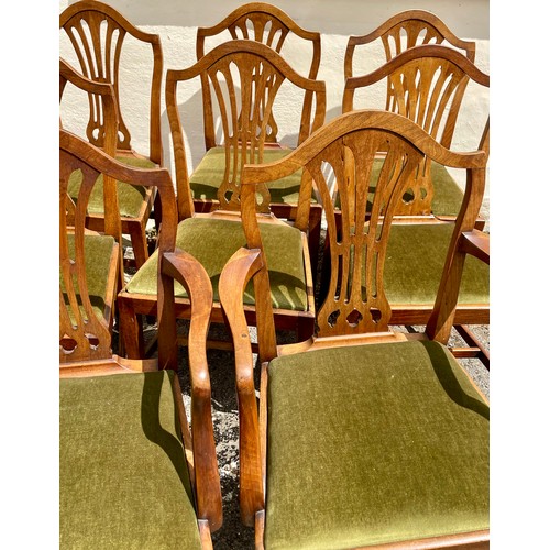 1A - Set Of Eight Antique Dining Chairs In The Style Of Hepplewhite To Include Two Carvers.