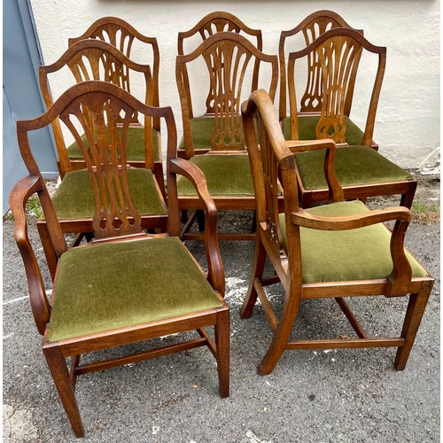 1A - Set Of Eight Antique Dining Chairs In The Style Of Hepplewhite To Include Two Carvers.