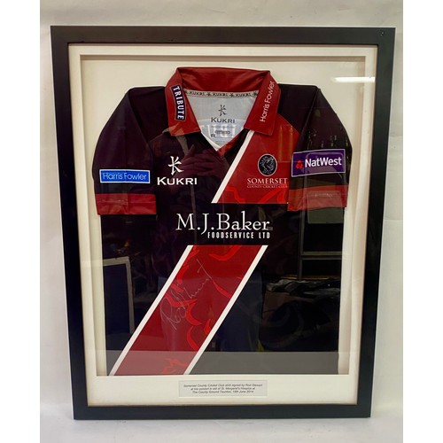 627 - Collectable Framed Somerset County Cricket Club Shirt Signed by Rod Stewart at his Concert in Aid of... 