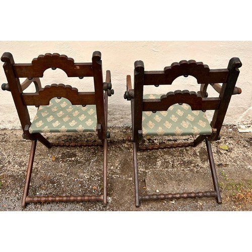 25A - Two Antique Gothic Style Folding Chairs. (2)