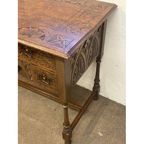 1 - Gothic Style Carved Decorated Desk With Drawers.92 x 52 x 73 cms