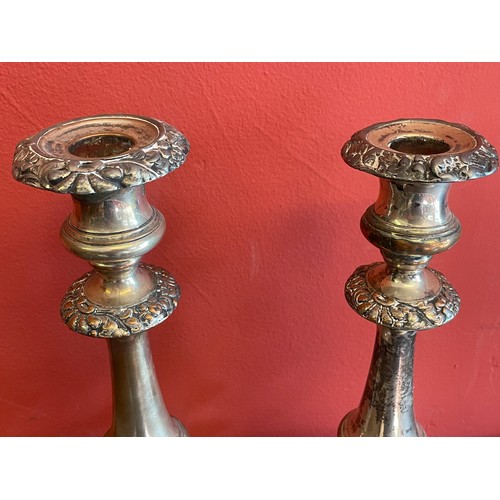 1193 - Pair Of Silver Plated Candle Sticks Candlesticks (2) 27 cms High