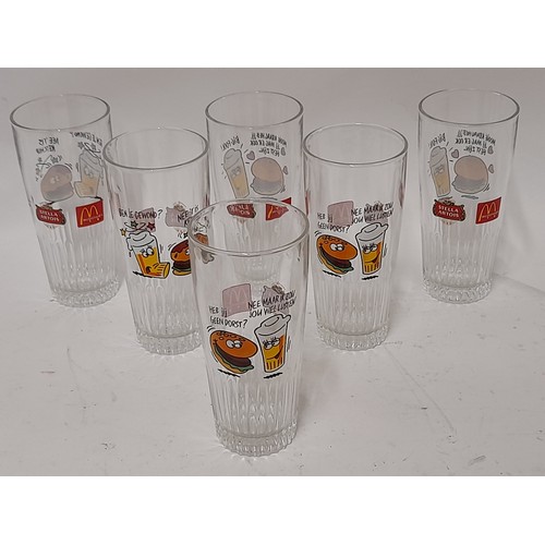 35 - 6 x Vintage Continental Beer Glasses advertising Mc Donalds and Stella Artois