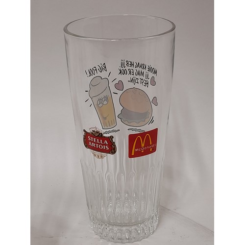 35 - 6 x Vintage Continental Beer Glasses advertising Mc Donalds and Stella Artois