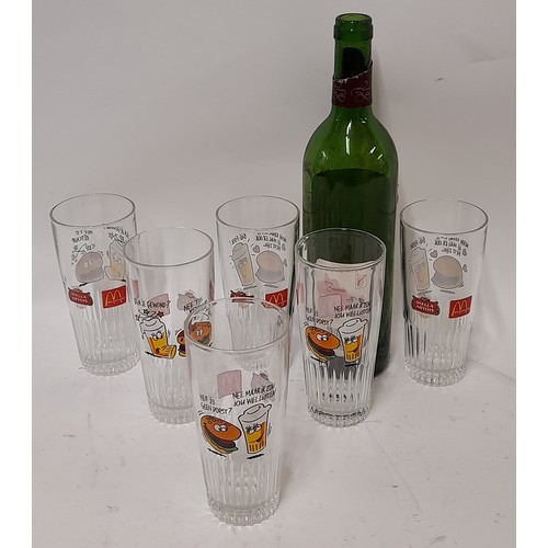 35 - 6 x Vintage Continental Beer Glasses advertising Mc Donalds and Stella Artois