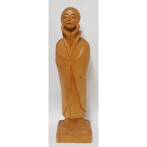 40 - Large Hand carved Figure, possibly a Saint. 62cm high