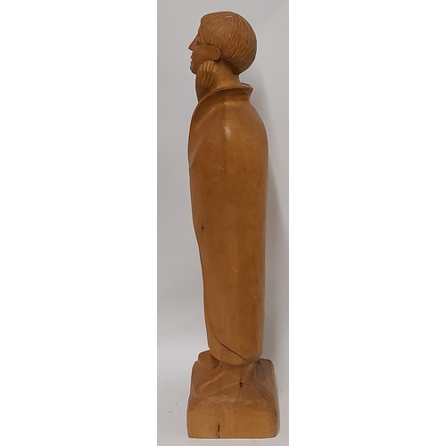 40 - Large Hand carved Figure, possibly a Saint. 62cm high