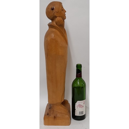 40 - Large Hand carved Figure, possibly a Saint. 62cm high