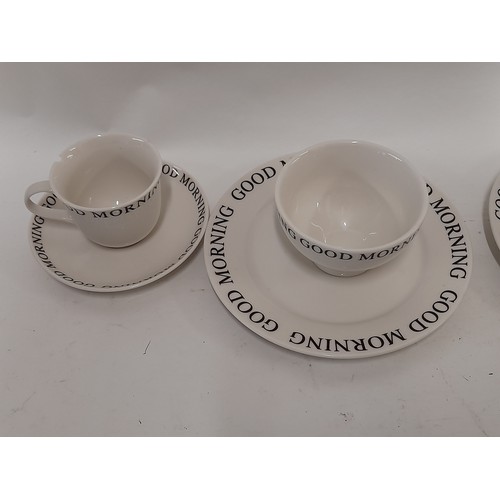 47 - 2 x Ceramic breakfast sets with Good Morning Logo