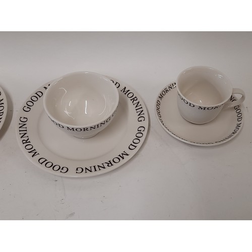 47 - 2 x Ceramic breakfast sets with Good Morning Logo