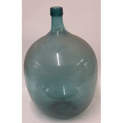 48 - Large Green / Blue Glass Demijohn, 54cm high x 34cm wide