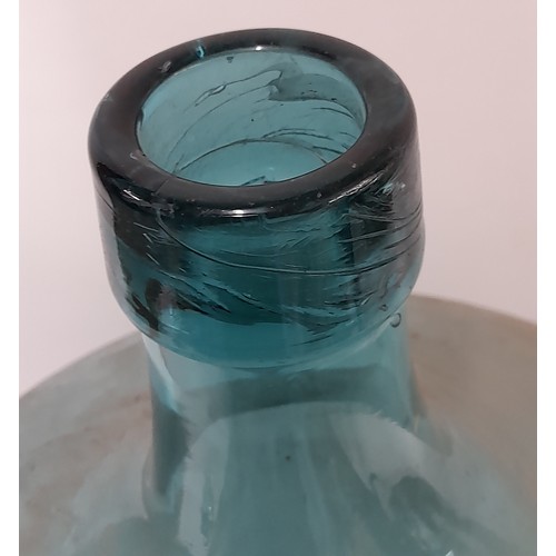 48 - Large Green / Blue Glass Demijohn, 54cm high x 34cm wide