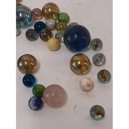 52 - Quantity Of 58 Vintage  Glass Marbles