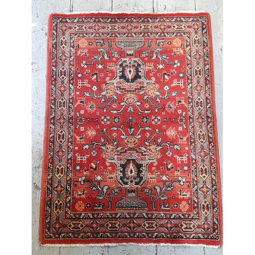 18 - Decorative  Red Ground Rug,  87cm x 64cm