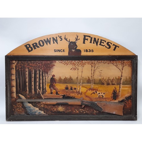 2 - Wooden Hand Painted sign advertising Browns Finest, 97cm x 56cm