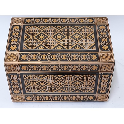 8 - Wooden Red lined Box with Straw inlay, 28cm x 19cm x 19cm