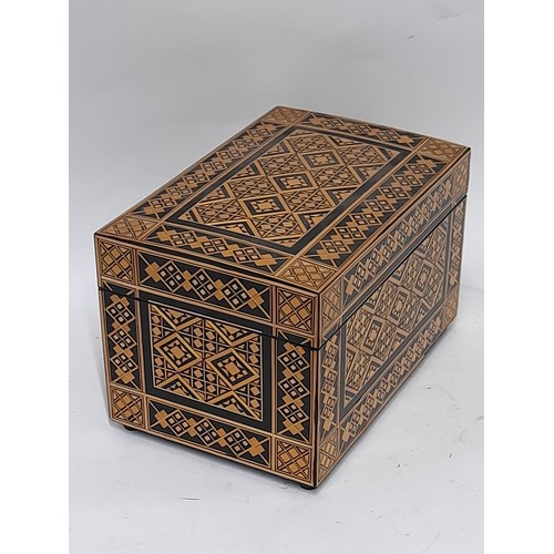 8 - Wooden Red lined Box with Straw inlay, 28cm x 19cm x 19cm