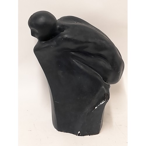 15 - Contemporary Plaster Figure finished in Black, 32cm high x 21cm wide